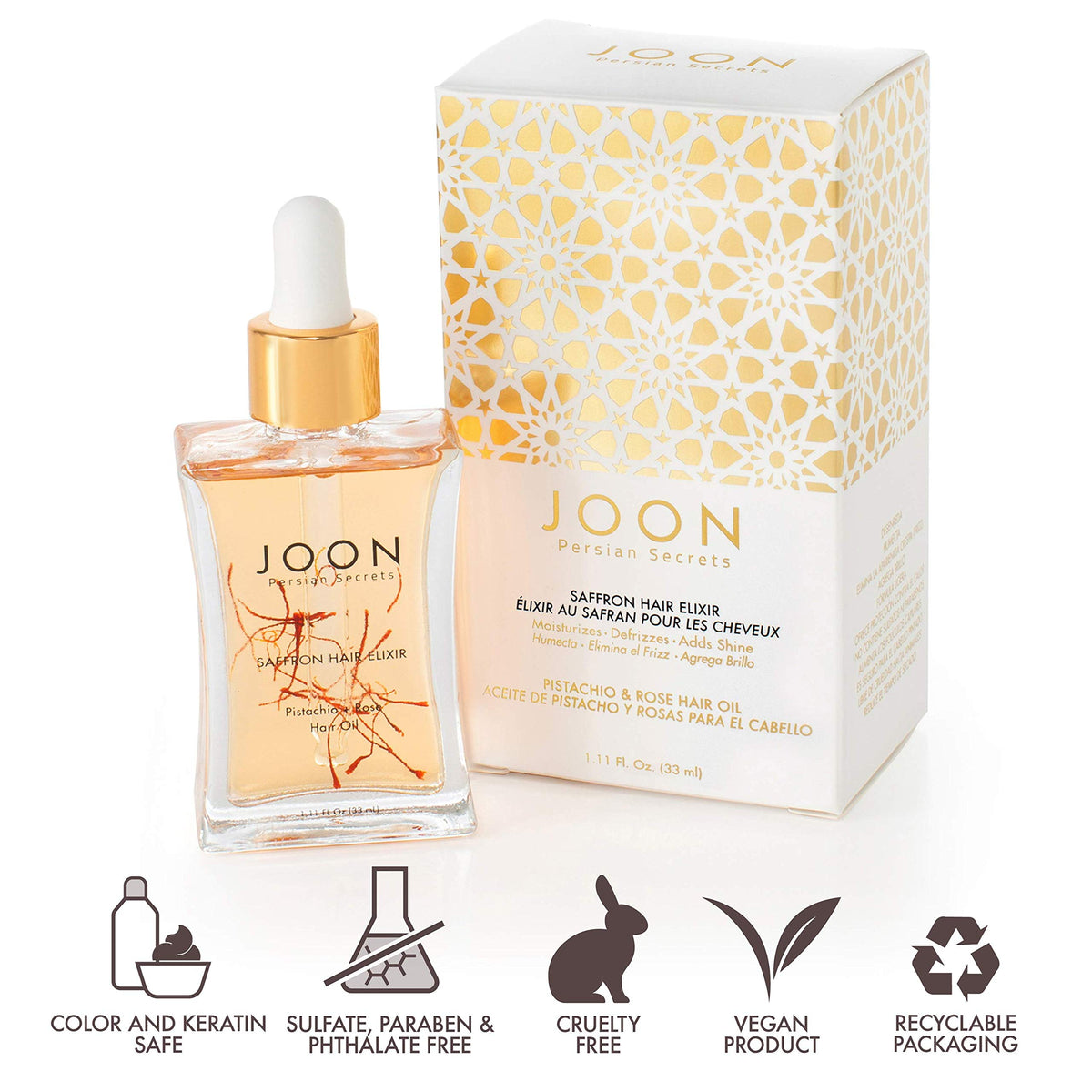 Joon bottle in hand to show compact 1.11 fl oz travel-friendly size