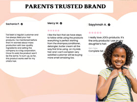 J'Organic Solutions lifestyle image of child outdoors showing healthy, shiny hair