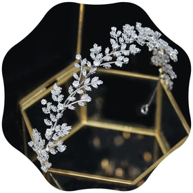 Jorsnovs tiara front view showing elegant full sparkle benefit: bridal-ready shine