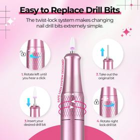 JOSGLOI full set of 12 drill bits displayed on included holder for quick access