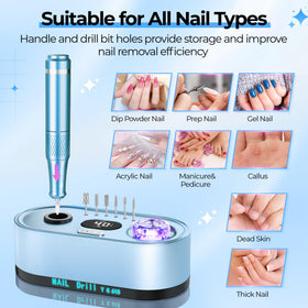 JOSGLOI handpiece in use during manicure demonstrating steady rotation and professional finish