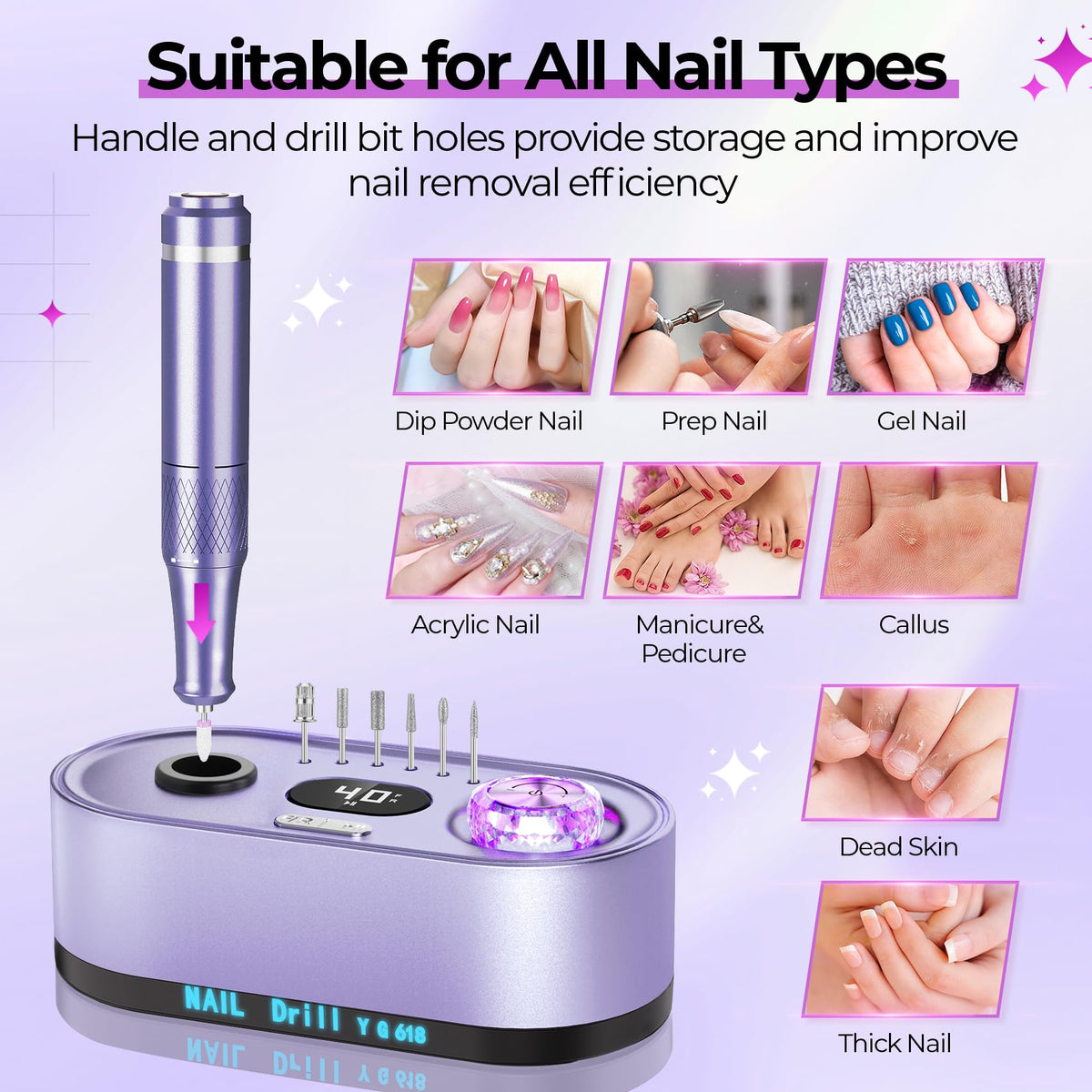 JOSGLOI in-use manicure demonstration showing high-speed removal benefit