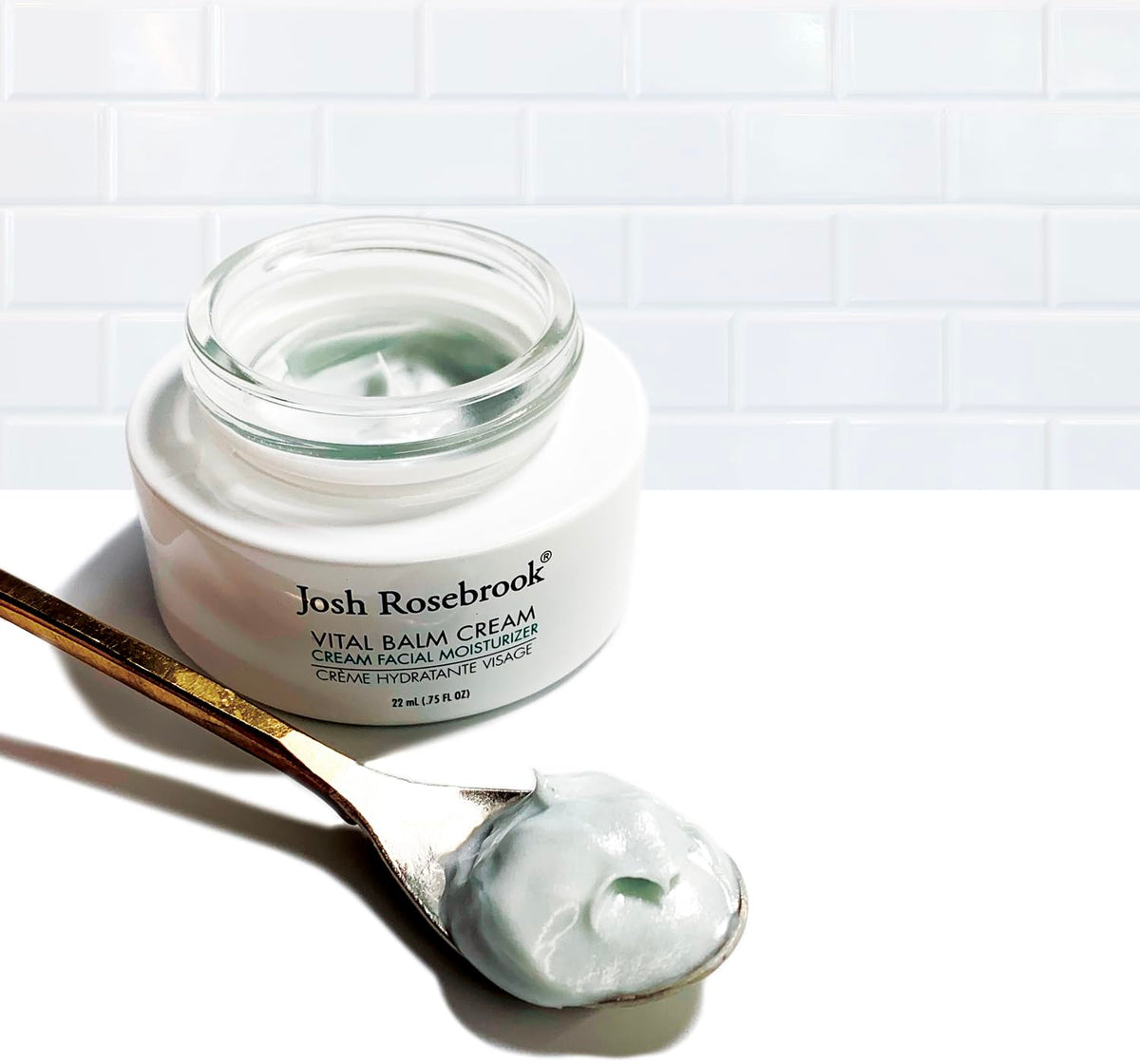 Josh Rosebrook jar held in hand showing compact 22mL travel-friendly size