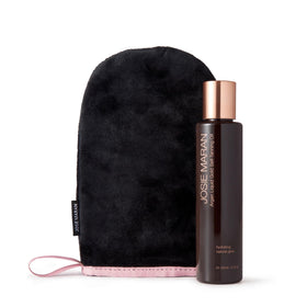 josie maran bottle front packaging showing product and benefit of hydrating tan