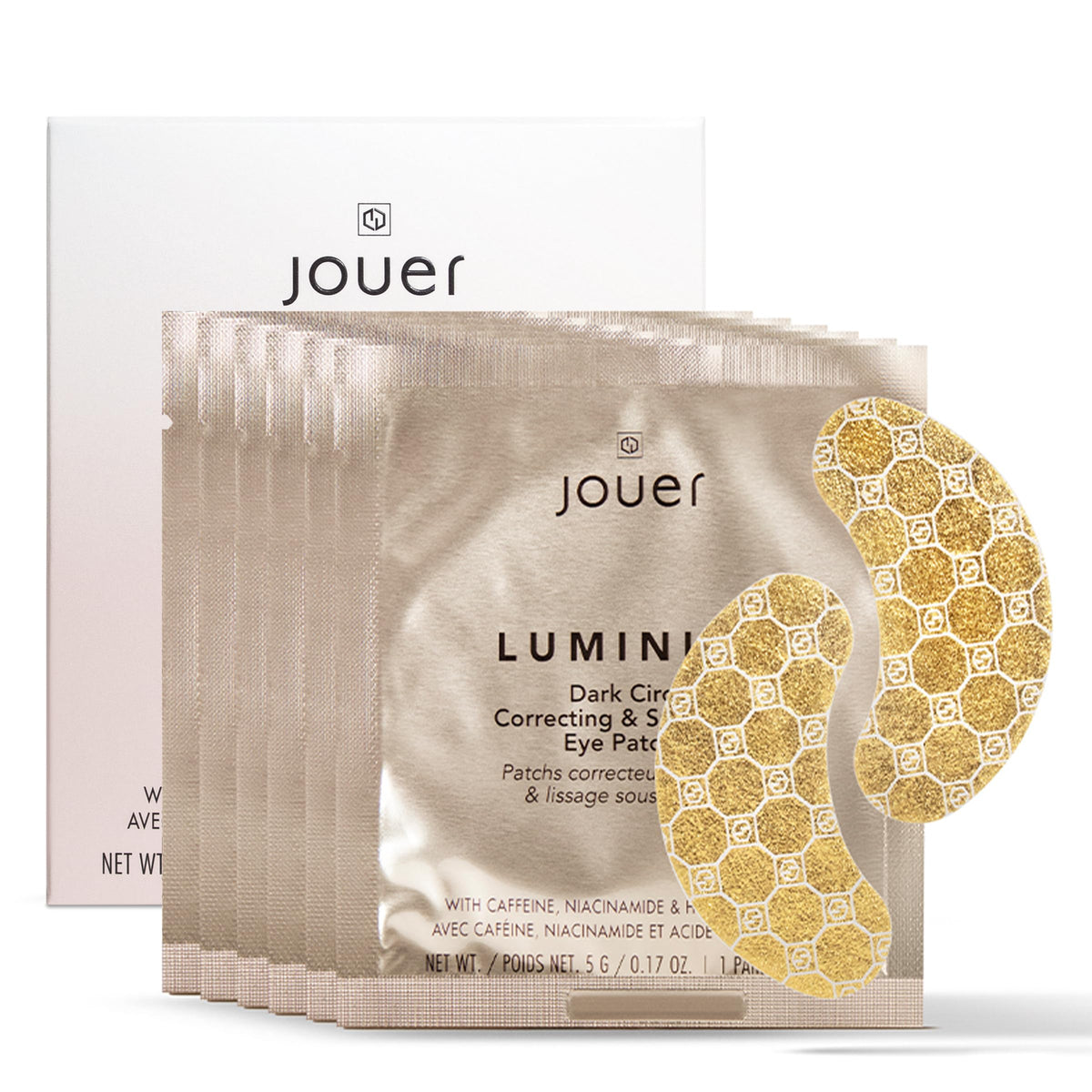 Jouer front packaging showing patches and benefit of brightened under eyes