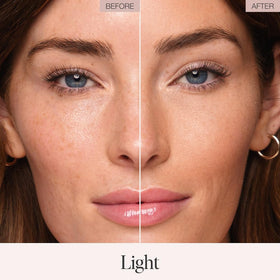Jouer open compact showing smooth jet-milled powder texture and blur effect