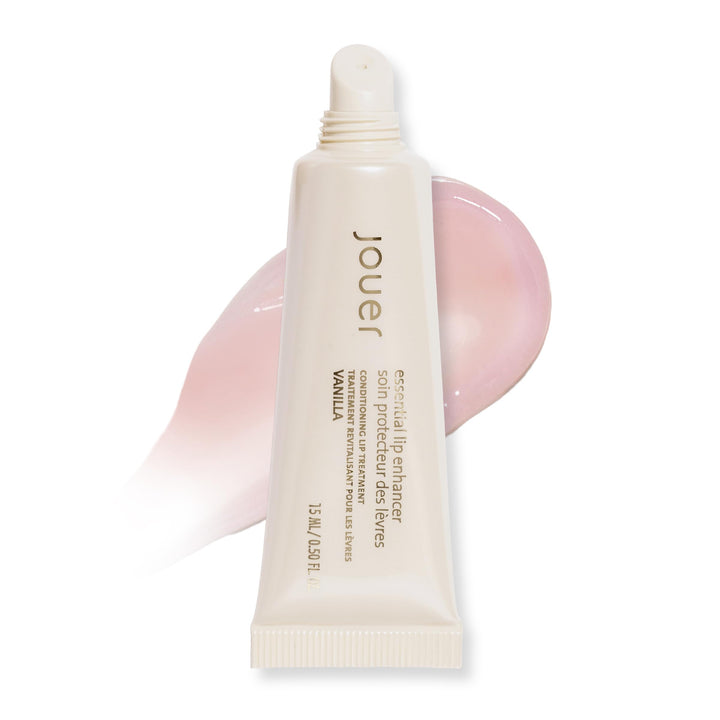 Jouer front packaging showing tube and vanilla scent, conveys compact convenience