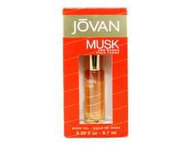 Jovan musk oil front bottle showing compact packaging and travel-ready benefit