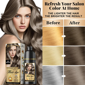 Joyful Young applying shampoo to dry hair showing easy at-home use