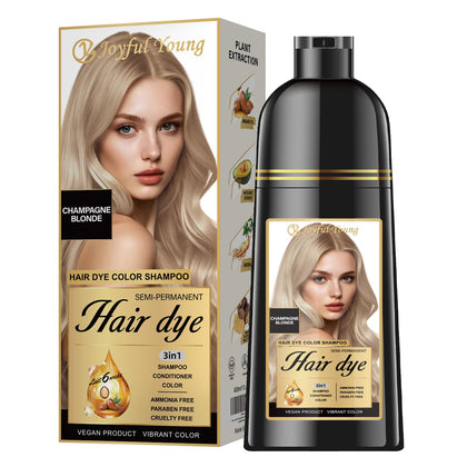 Joyful Young front bottle showing champagne blonde shade and easy usage benefit
