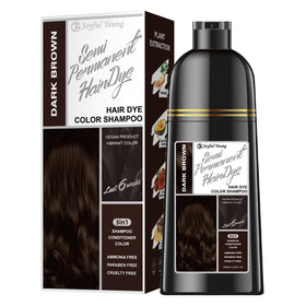 Joyful Young front packaging showing dark brown shampoo benefits