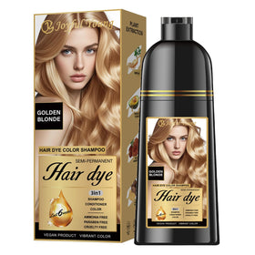 Joyful Young front packaging showing golden-blonde shampoo benefits