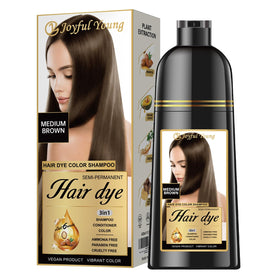 Joyful Young front packaging showing medium brown shade and benefits
