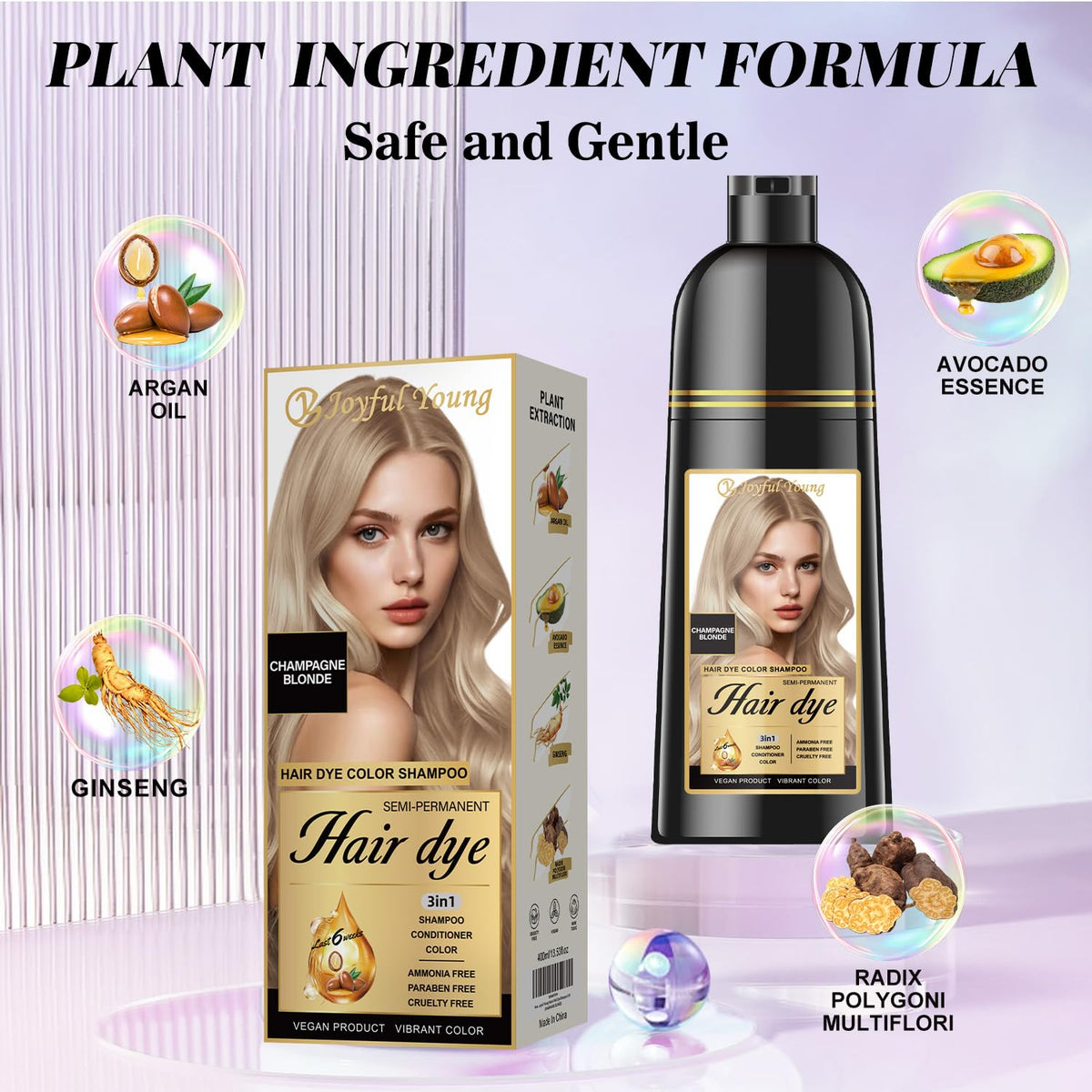 Joyful Young label closeup highlighting ingredients and vegan benefit