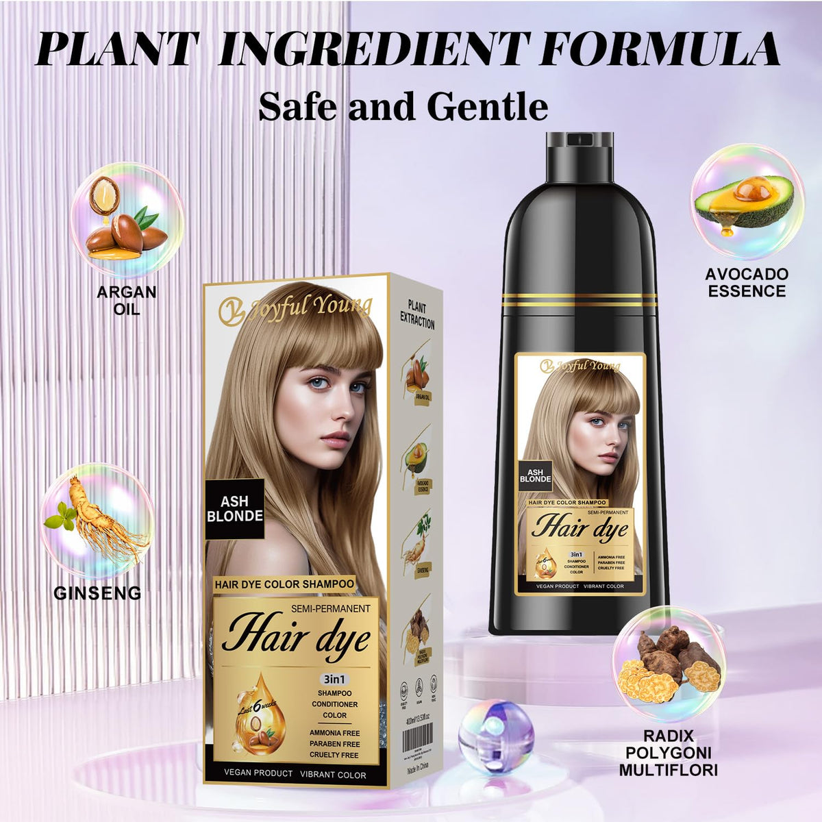 Joyful Young creamy shampoo texture highlights smooth conditioning