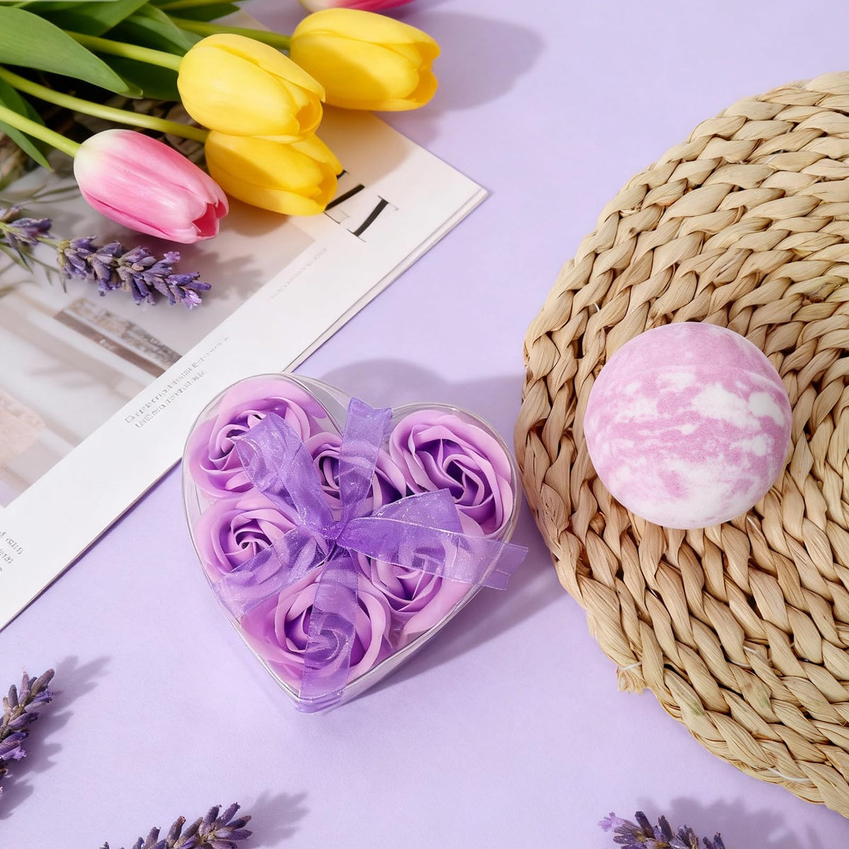 Joyvella lifestyle relaxation scene with blanket, candle and tumbler soothing mood