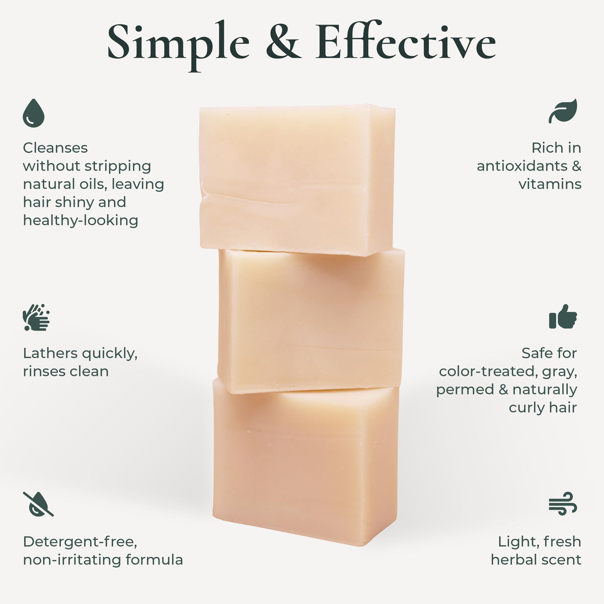 J·R·LIGGETT'S shampoo bar producing gentle lather to cleanse without stripping oils