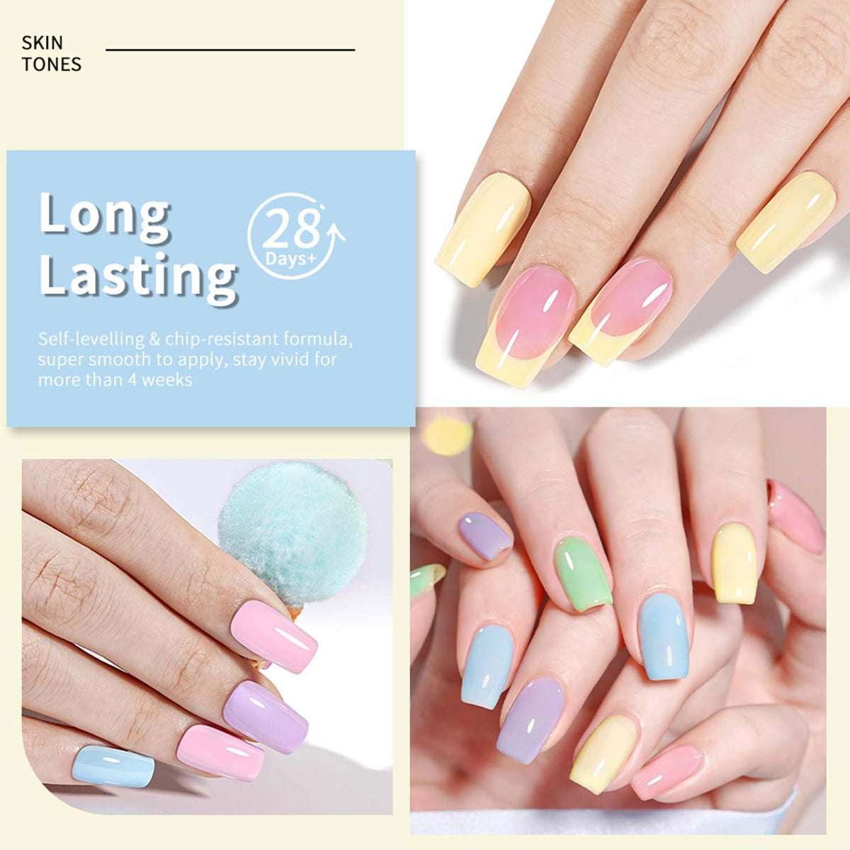 JR color swatch fan of nine macaron shades for easy shade selection