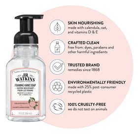 J.R. Watkins label close-up showing pamplemousse fragrance and ingredient clarity benefit transparency