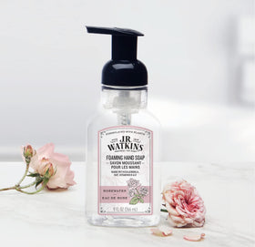 J.R. Watkins bottle label close-up highlighting plant-based ingredients and scent