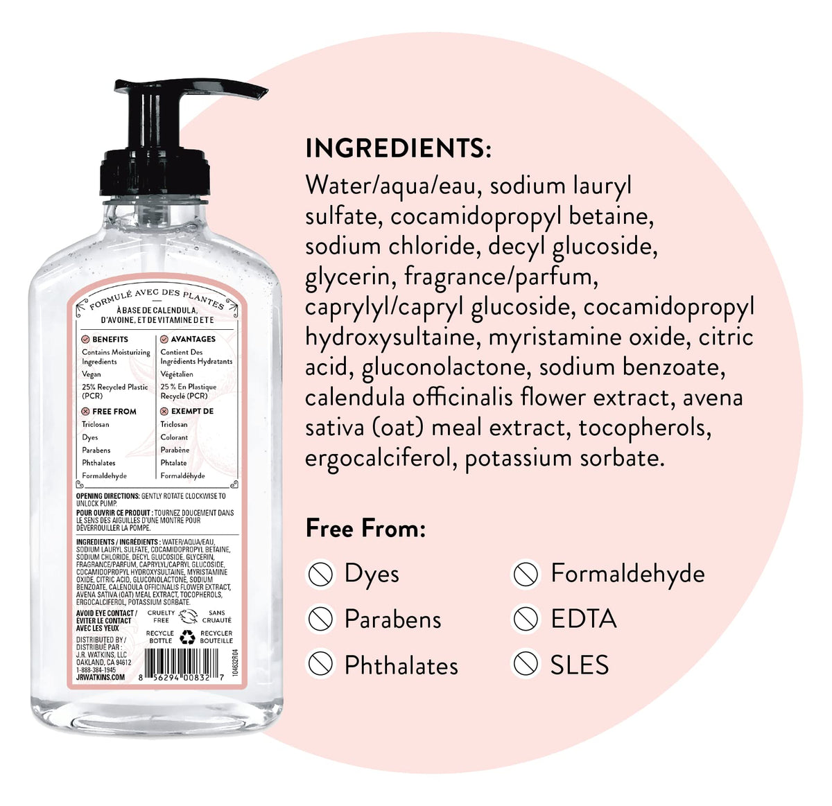 J.R. Watkins bottle on kitchen sink showing fresh scent and everyday use benefit