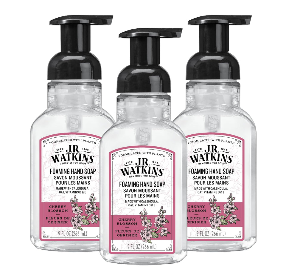 J.R. Watkins front packaging showing cherry blossom scent and benefits