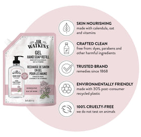 J.R. Watkins gel texture close-up showing silky moisturizing lather