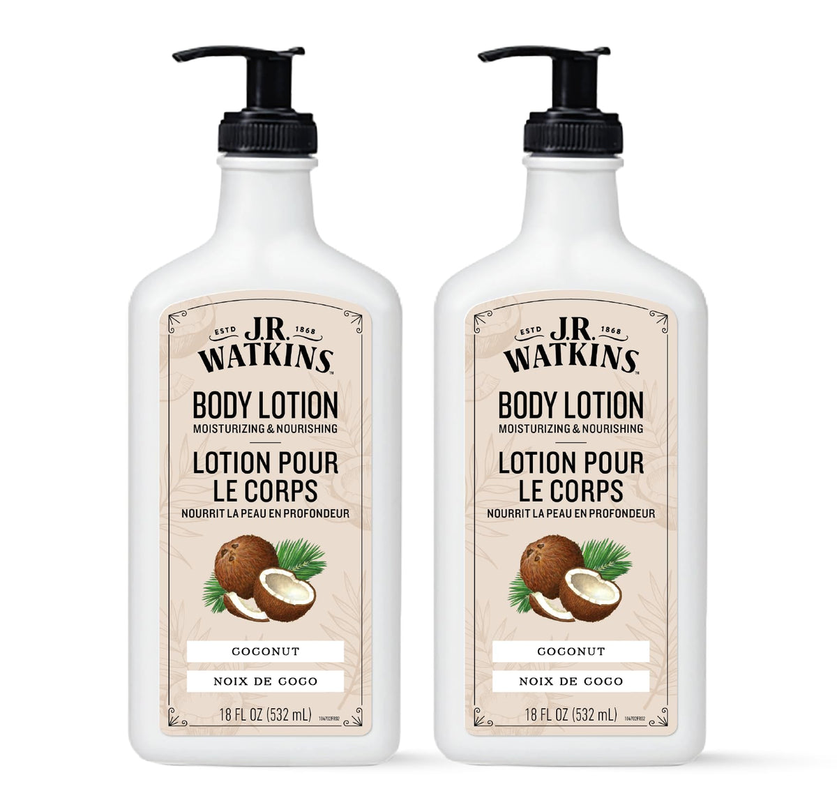 J.R. Watkins front packaging showing coconut scent and benefits