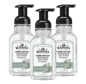 J.R. Watkins front packaging showing eucalyptus scent and pump benefits