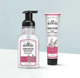 J.R. Watkins foam texture in hand illustrating gentle moisturizing foam