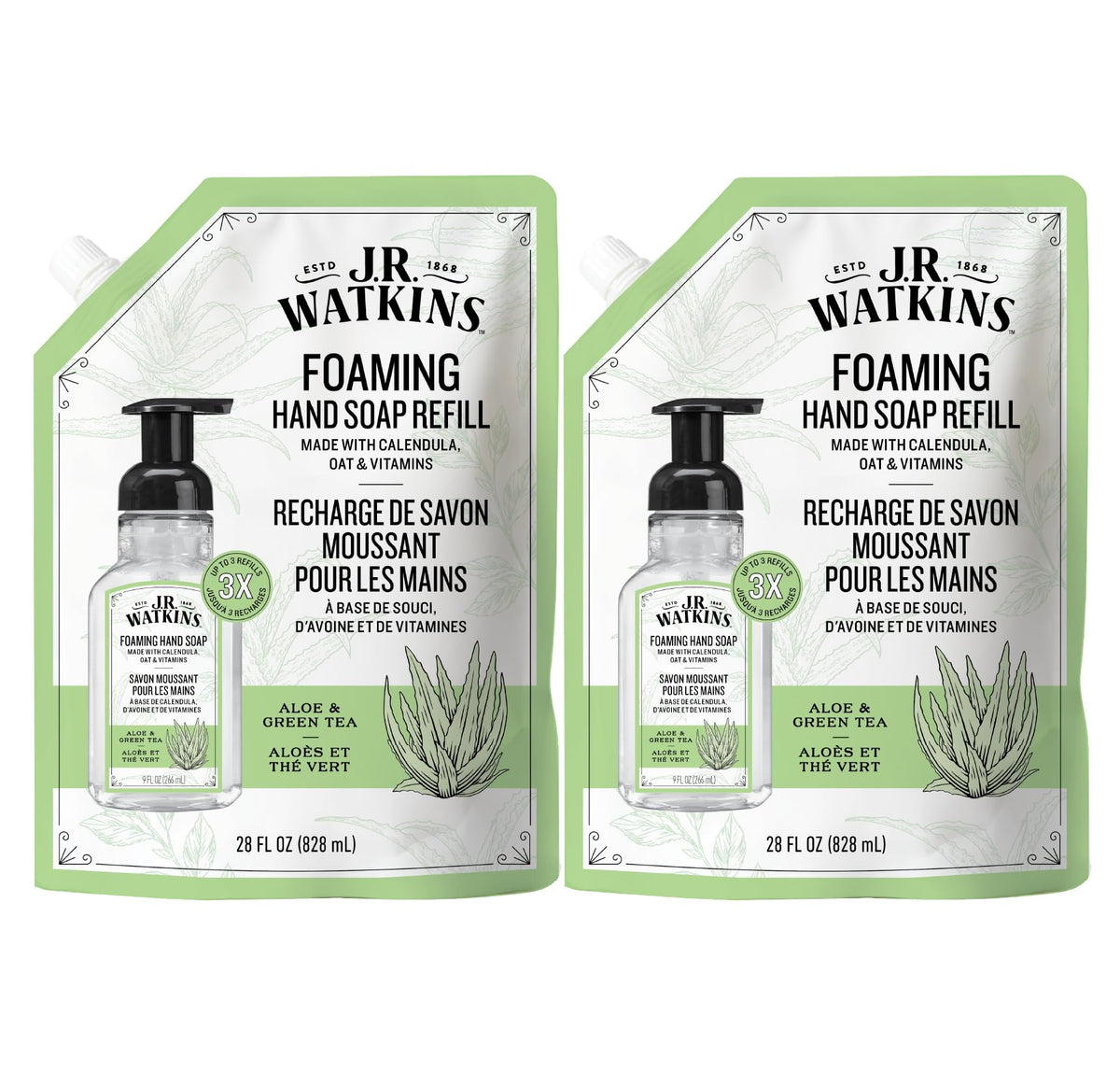 J.R. Watkins front packaging showing refill bottle and branding for easy identification
