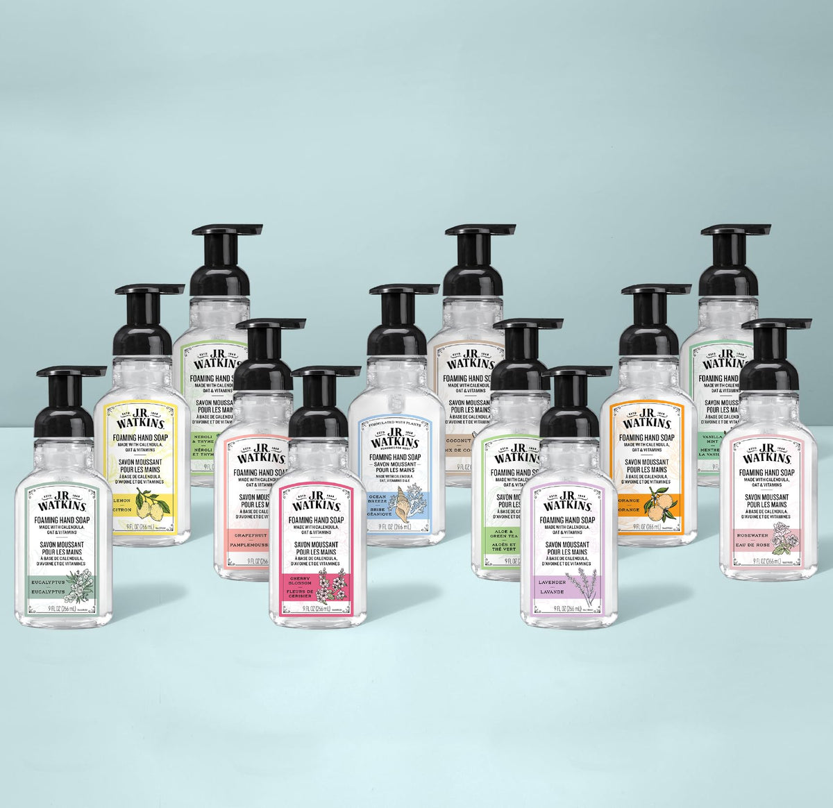 Lifestyle bathroom scene with J.R. Watkins refill for a fresh, calming atmosphere