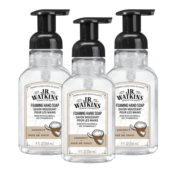 J.R. Watkins front packaging showing coconut scent and moisturizing benefit