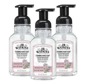 J.R. Watkins front packaging showing three 9 fl oz bottles and clear benefit