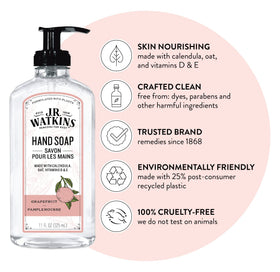 J.R. Watkins pump bottle close-up label showing scent and gentle formula benefit