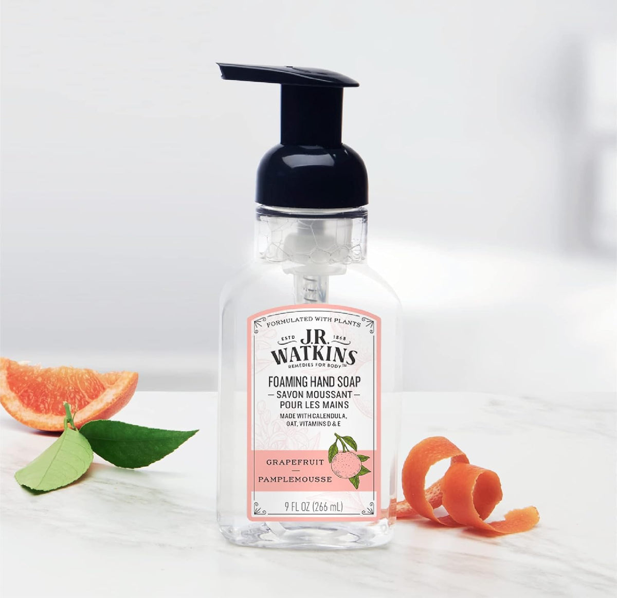 J.R. Watkins in-kitchen hand washing scene showing fresh scent and quick rinse