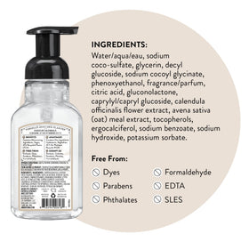 J.R. Watkins bottle by kitchen sink showing quick foaming wash benefit