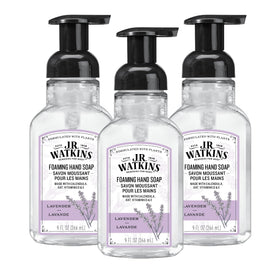 J.R. Watkins front packaging showing lavender foam and gentle cleansing benefit