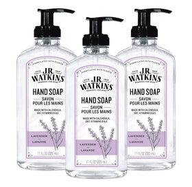 J.R. Watkins front packaging showing lavender bottles and clear labeling, calming scent benefit