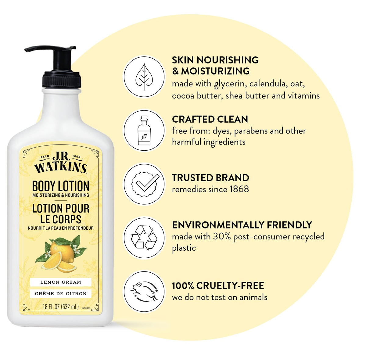 J.R. Watkins pump close-up dispensing lotion for controlled, mess-free use