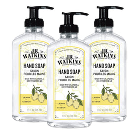 J.R. Watkins front packaging showing lemon scent and three-pack benefit