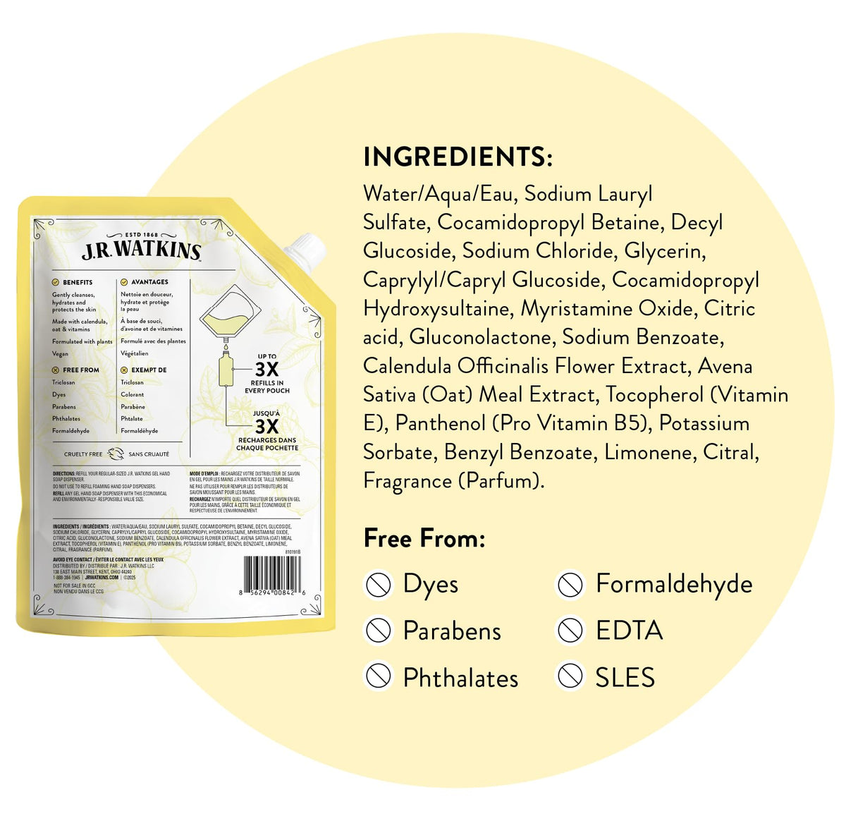 J.R. Watkins refill pouch demonstrating sustainable reduced-plastic benefit