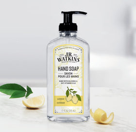 J.R. Watkins gel lather swatch showing soft foam and gentle cleansing