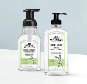 J.R. Watkins close-up of airy foam texture demonstrating gentle, non-drying cleanse benefit