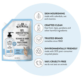 J.R. Watkins close-up of gel texture highlighting smooth plant-based formula