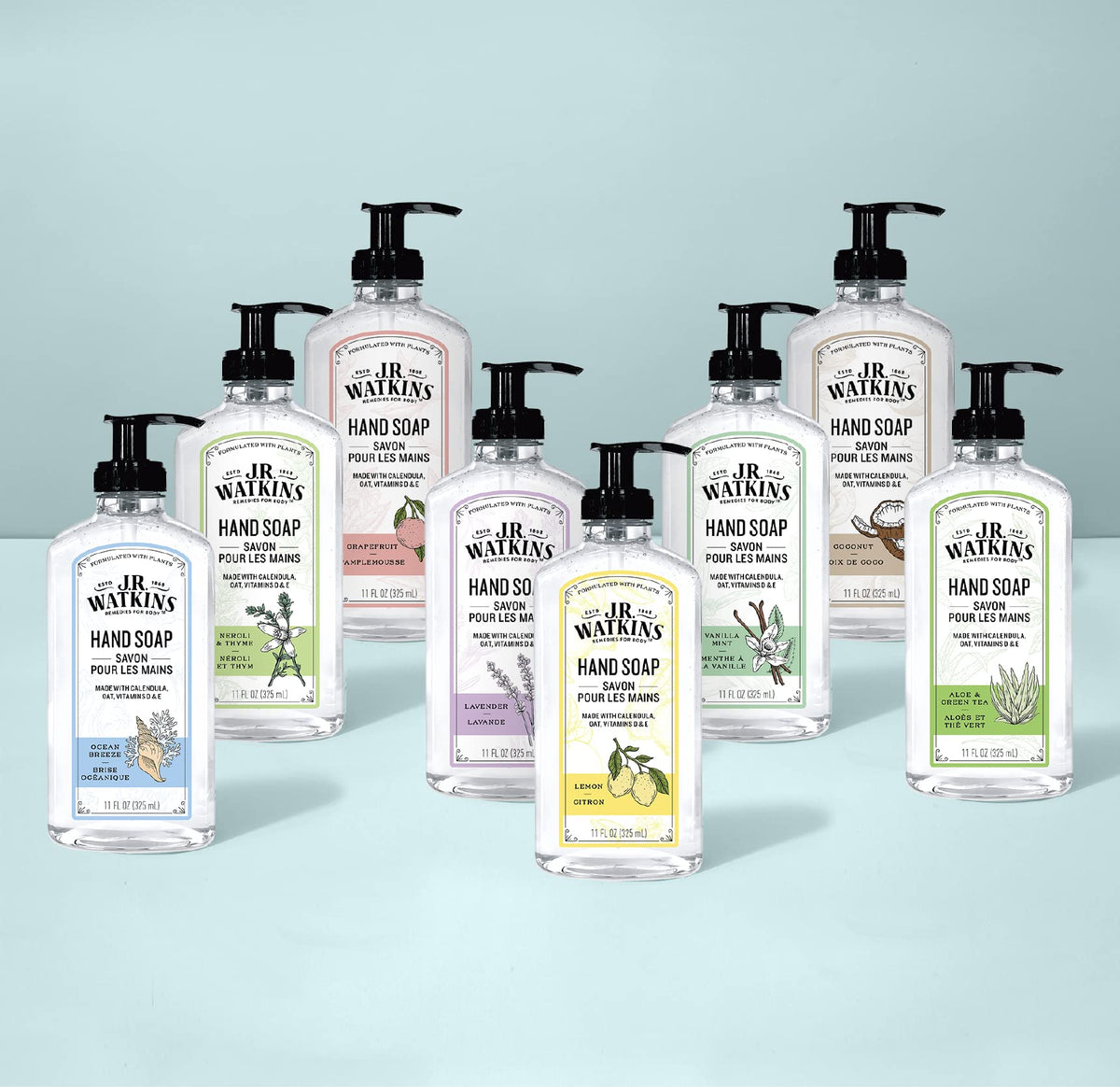 J.R. Watkins three-bottle group showing convenient multipack supply