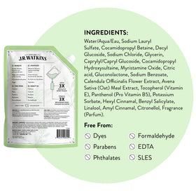J.R. Watkins pouch next to standard bottle showing pouch yields multiple refills benefit
