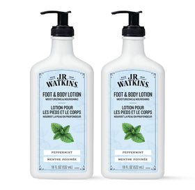 J.R. Watkins front packaging showing peppermint lotion and clear branding
