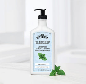 J.R. Watkins lotion texture close-up illustrating fast-absorbing cream