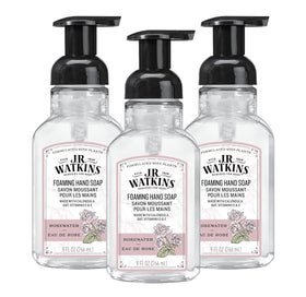 J.R. Watkins front packaging showing rosewater bottle and benefit of gentle cleansing